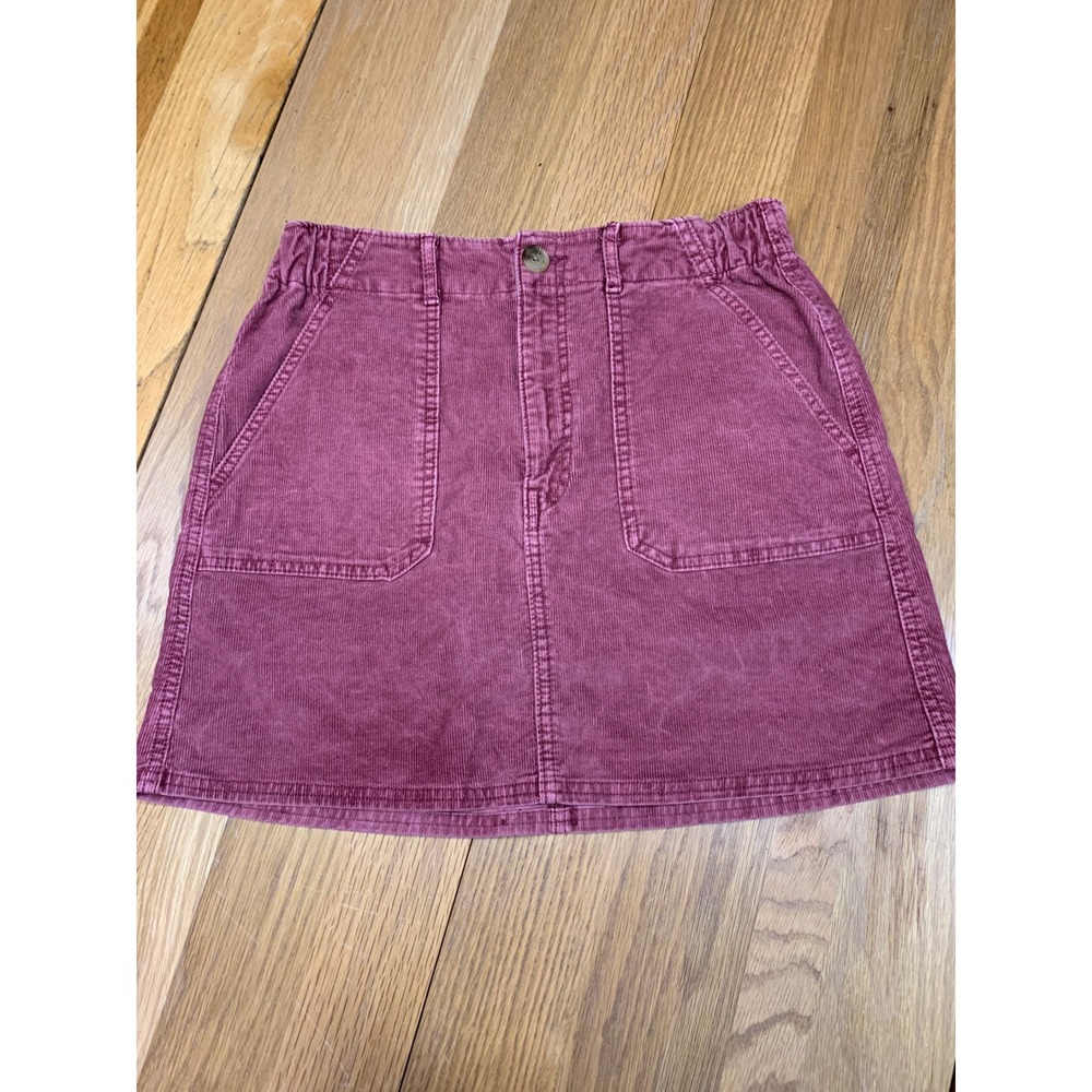 American Eagle Super Stretch Corduroy Mini Skirt Burgundy Wine Womens Red Size 6